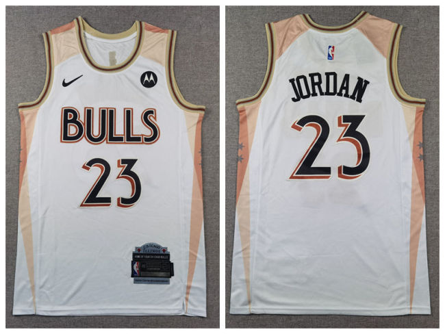 Nike Chicago Bulls 23 Michael Jordan Basketball Jersey White City Edition