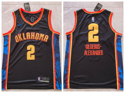 Nike Oklahoma City Thunde 2 Shai Gilgeous-Alexander Basketball Jersey Black City Edition