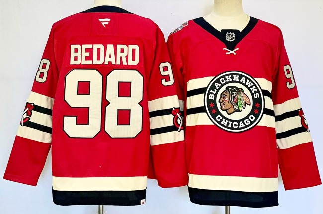 Fanatics Chicago Blackhawks 98 Connor Bedard Ice Hockey Jersey Red