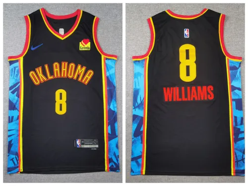 Nike Oklahoma City Thunde 8 Jalen Williams Basketball Jersey Black City Edition