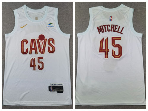 Nike Cleveland Cavaliers 45 Donovan Mitchell Basketball Jersey White