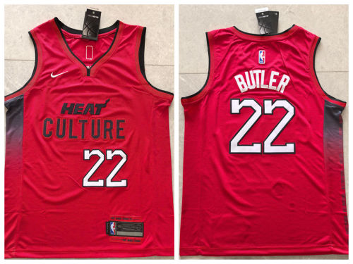Nike Miami Heat 22 Jimmy Butler Basketball Jersey Red City Edition