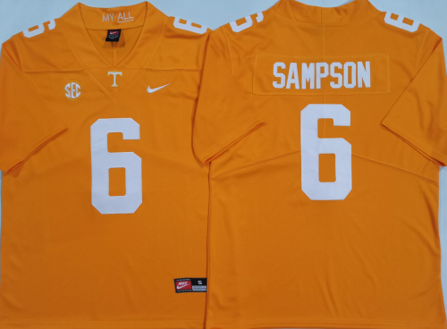 Tennessee Volunteers 6 Dylan Sampson Coolege Football Jersey Limited Orange