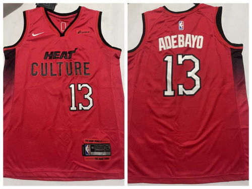 Nike Miami Heat 13 Bam Adebayo Basketball Jersey Red City Edition