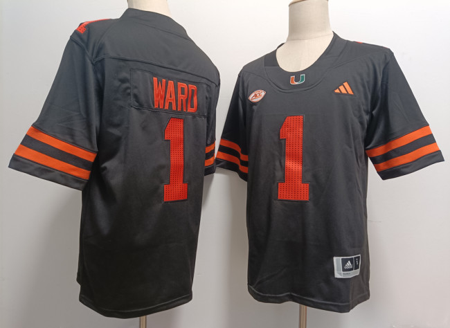 Miami Hurricanes 1 Cam Ward College Football Jersey Black