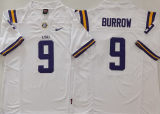 LSU Tigers 9 Joe Burrow Coolege Football Jersey White Three Dynasties