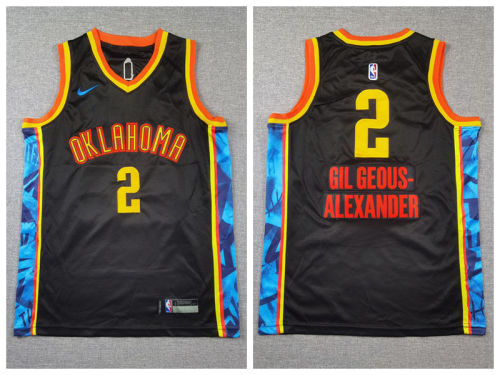 Youth  Nike Oklahoma City Thunde 2 Shai Gilgeous-Alexander Basketball Jersey Black City Edition