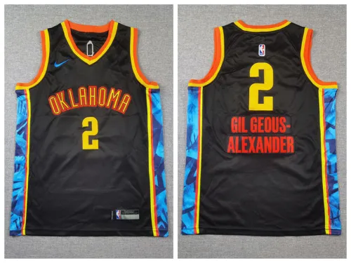 Youth  Nike Oklahoma City Thunde 2 Shai Gilgeous-Alexander Basketball Jersey Black City Edition