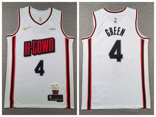 Nike Houston Rockets 4 Jalen Green Basketball Jersey White City Edition