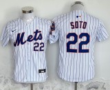 Youth New York Mets 22 Juan Soto Baseball Jersey White