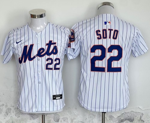 Youth New York Mets 22 Juan Soto Baseball Jersey White