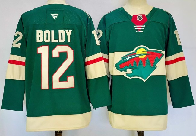 Fanatics Minnesota Wild 12 Matthew Boldy Ice Hockey Jersey Green