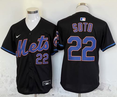 New York Mets 22 Juan Soto Baseball Jersey Black