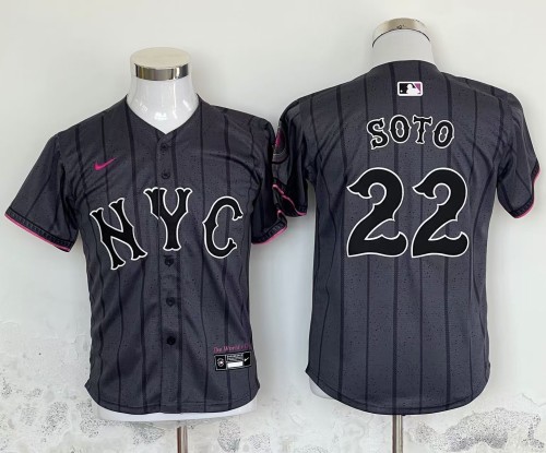 Youth New York Mets 22 Juan Soto Baseball Jersey City Edition