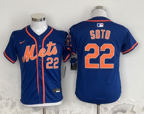 Youth New York Mets 22 Juan Soto Baseball Jersey Blue