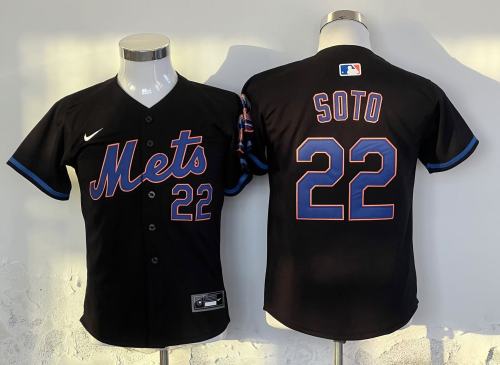 Youth New York Mets 22 Juan Soto Baseball Jersey Black