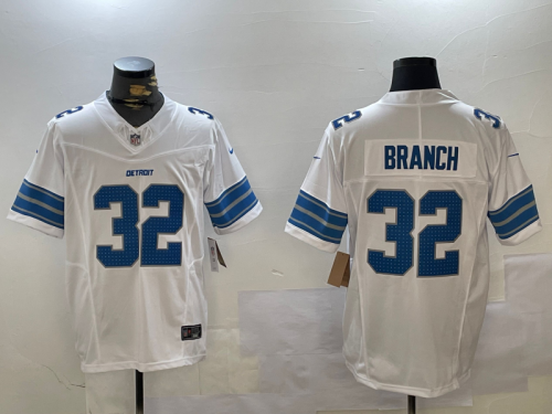 Detroit Lions 32 Brian Branch Football Jersey White Three Dynasties