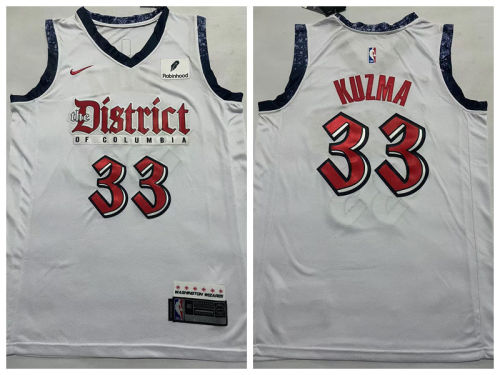Nike Washington Wizards 33 Kyle Kuzma Basketball Jersey White City Edition