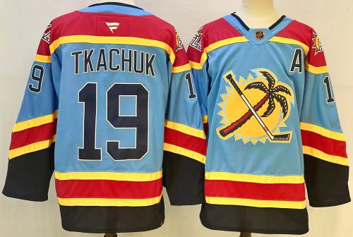 Fanatics Florida Panthers 19 Matthew Tkachuk Ice Hockey Jersey Light blue