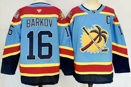 Fanatics Florida Panthers 16 Aleksander Barkov Ice Hockey Jersey Light blue