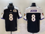 Baltimore Ravens 8 Lamar Jackson Football Jersey Black Three Dynasties