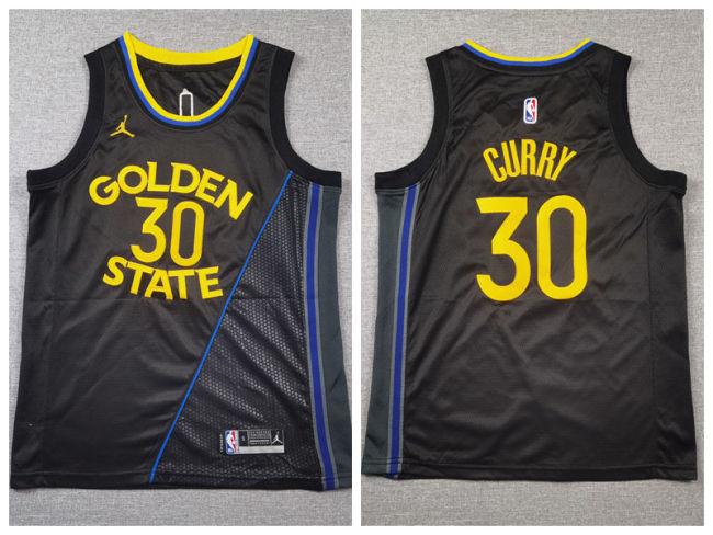 Youth Jordan Golden State Warrior 30 Stephen Curry Basketball Jersey Black