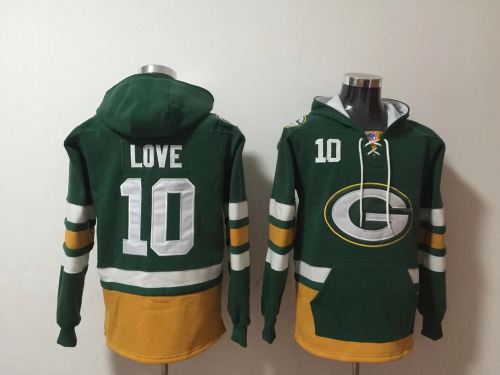 Green Bay Packers 10 Jordan Love Hoodies Football Jersey Green