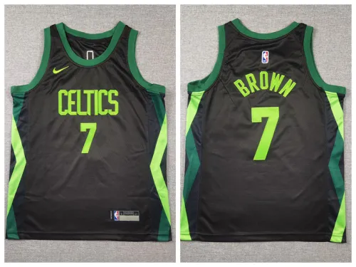 Youth Nike Boston Celtics 7 Jaylen Brown Basketball Jersey Black City version