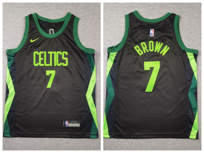 Youth Nike Boston Celtics 7 Jaylen Brown Basketball Jersey Black City version