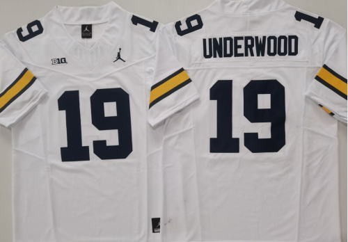 Michigan Wolverines 19 Bryce Underwood Coolege Football Jersey White Three Dynasties