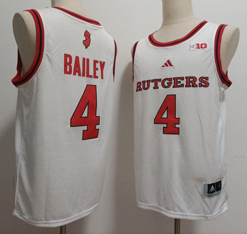 Rutgers Scarlet Knights 4 Ace Bailey College Basketball Jersey White
