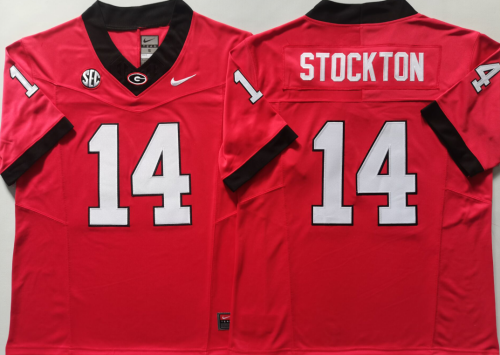 GEORGIA bulldogs 14 Gunner Stockton Coolege Football Jersey Red Three Dynasties