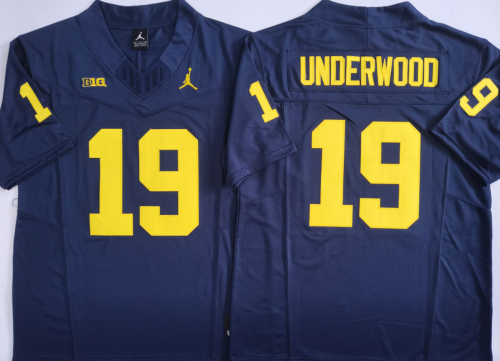 Michigan Wolverines 19 Bryce Underwood Coolege Football Jersey Navy Blue Three Dynasties