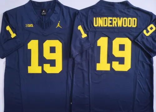 Michigan Wolverines 19 Bryce Underwood Coolege Football Jersey Navy Blue Three Dynasties