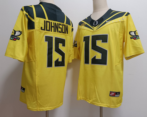 Oregon Ducks 15 Tez Johnson College Football Jersey Yellow Three Dynasties