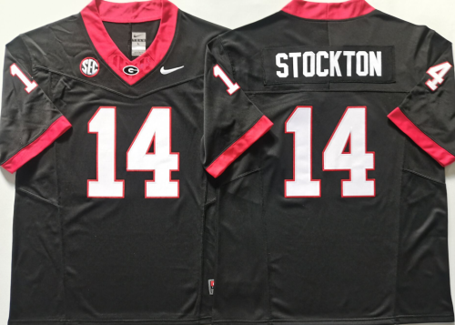 GEORGIA bulldogs 14 Gunner Stockton Coolege Football Jersey Black Three Dynasties