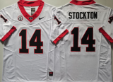 GEORGIA bulldogs 14 Gunner Stockton Coolege Football Jersey White Three Dynasties