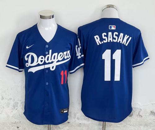 Nike Los Angeles Dodgers 11 Roki Sasaki Baseball Jersey Blue