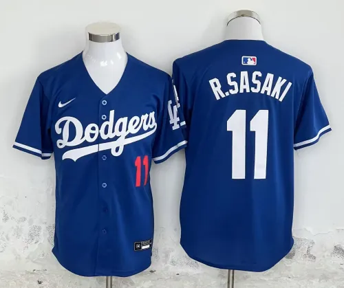 Nike Los Angeles Dodgers 11 Roki Sasaki Baseball Jersey Blue