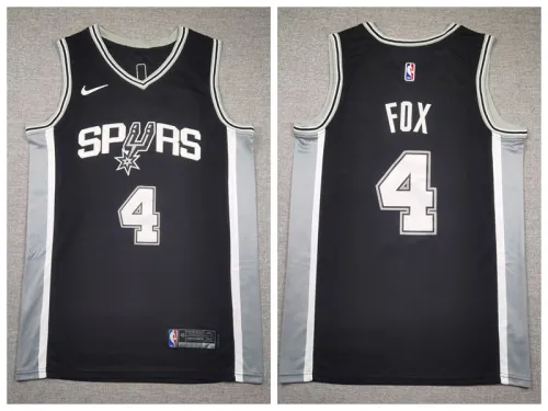Nike San Antonio Spurs 4 DeAaron Fox Basketball Jersey Black