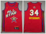 All Star Jordan Milwaukee Bucks 34 Giannis Antetokounmpo Basketball Jersey Red