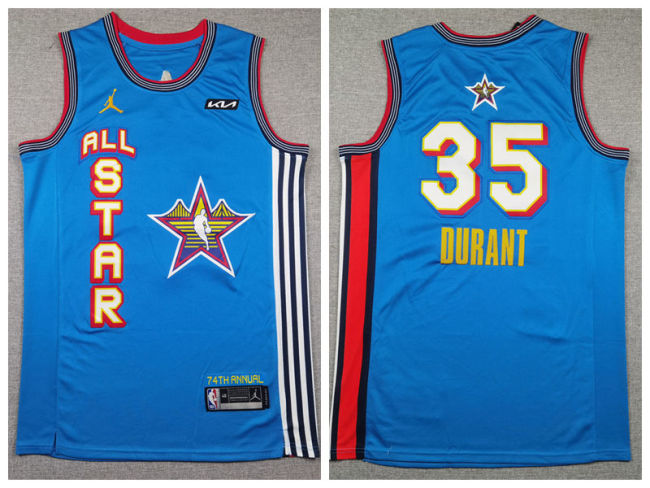All Star Jordan Feinikesi suns 35 Kevin Durant Basketball Jersey light blue
