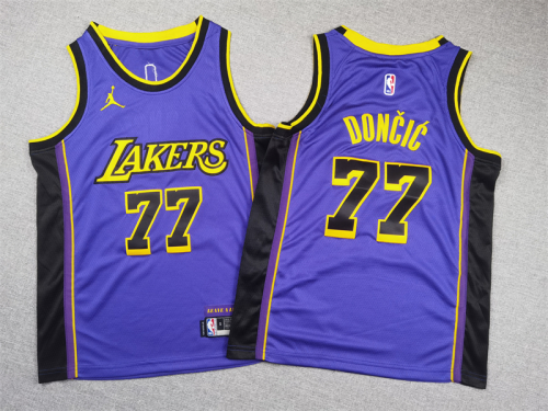 Youth Jordan Los Angeles Lakers 77 Luka Doncic Basketball Jersey Purple
