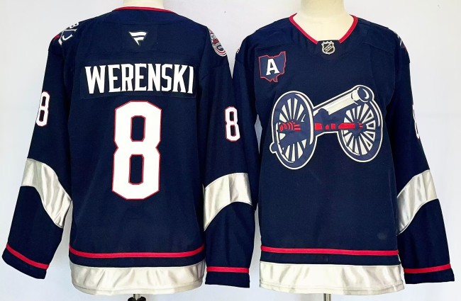 CANADA Fanatics Columbus Blue Jacket 8 Zach Werenski  Ice Hockey Jersey Navy Blue