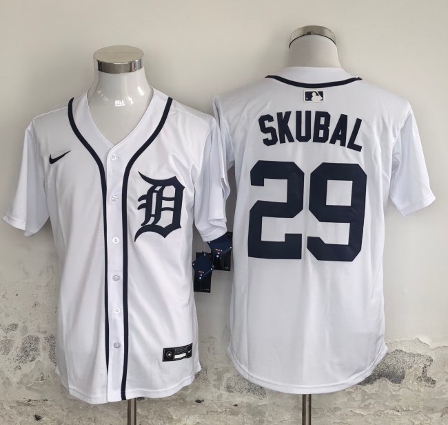Detroit Tigers 29 Tarik Skubal Baseball Jersey White