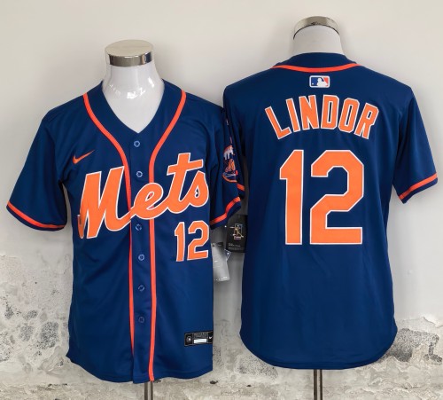 New York Mets 12 Francisco Lindor Baseball Jersey Blue