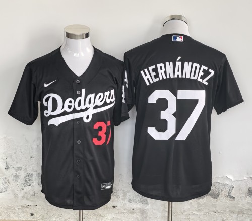 Los Angeles Dodgers 37 Enrique Hernandez Nike Black Home Limited Player Jersey