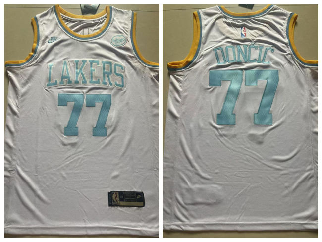 Nike Los Angeles Lakers 77 Luka Doncic Basketball Jersey White