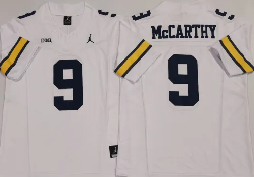Michigan Wolverines  9 J.J. McCarthy Coolege Football Jersey White Three Dynasties