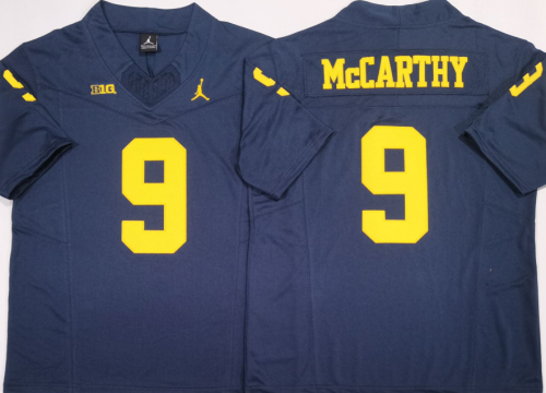 Michigan Wolverines  9 J.J. McCarthy Coolege Football Jersey Navy Blue Three Dynasties
